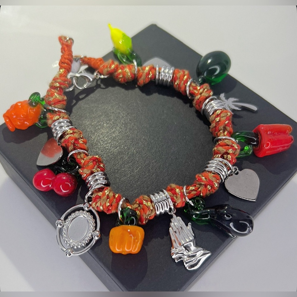 FRUIT SERIES Cotton Rope Fruit Charm Bracelet